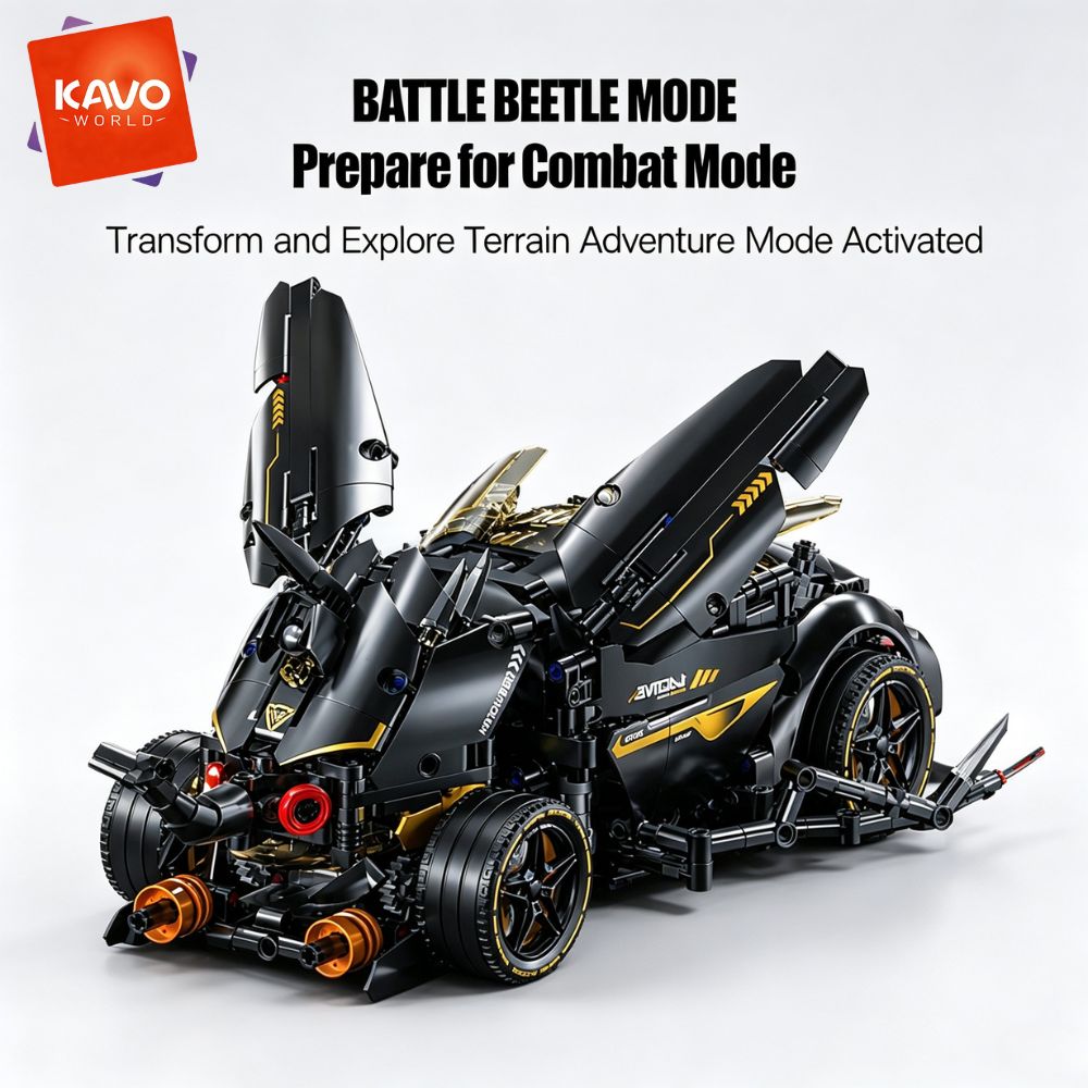 Stem Robotics Kit - KAVOWORLD 1248 ชิ้น บล็อกตัวต่อรถแข่งสีดำ MOC 2
