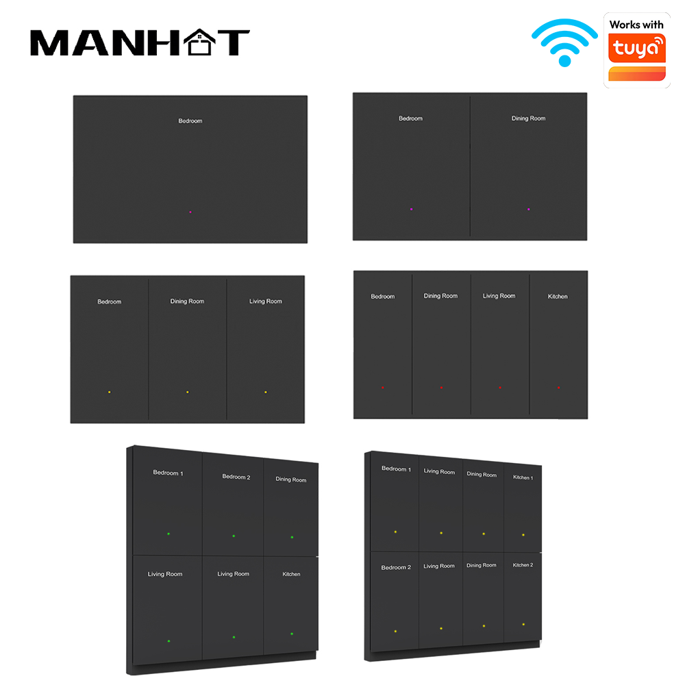 Smart Light Switch Wifi - สวิตช์ปุ่มกดปรับสีไฟ DIY อัจฉริยะ Manhot WIFI แบบแนวนอน