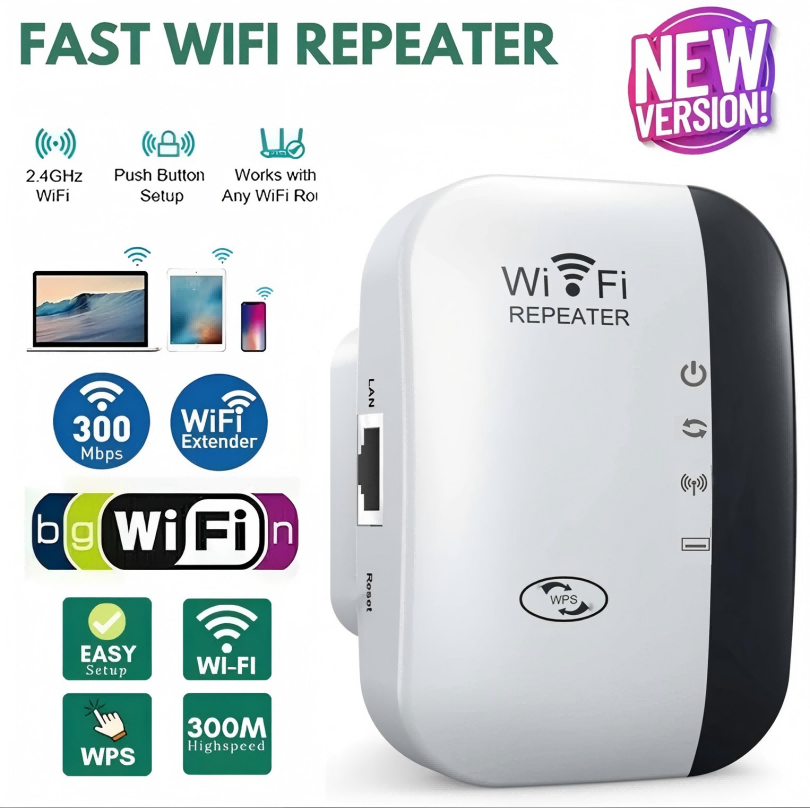 Wifi Smart Plug - เครื่องขยายสัญญาณ WiFi 300Mbps ตัวขยายสัญญาณไร้สายและตัวเพิ่มประสิทธิภาพเครือข่าย รองรับปลั๊ก EU